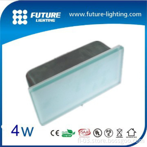 4W Outdoor IP67 recessed RGB color changing glass led brick light